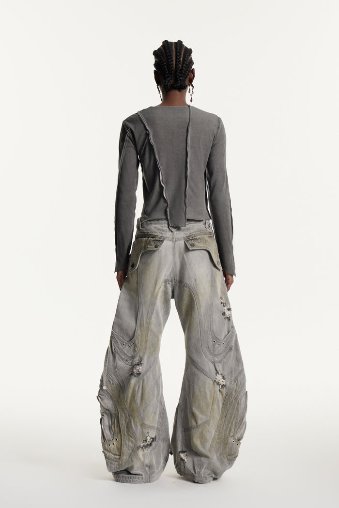 Edwin Deconstruct Asymmetric Top In Grey