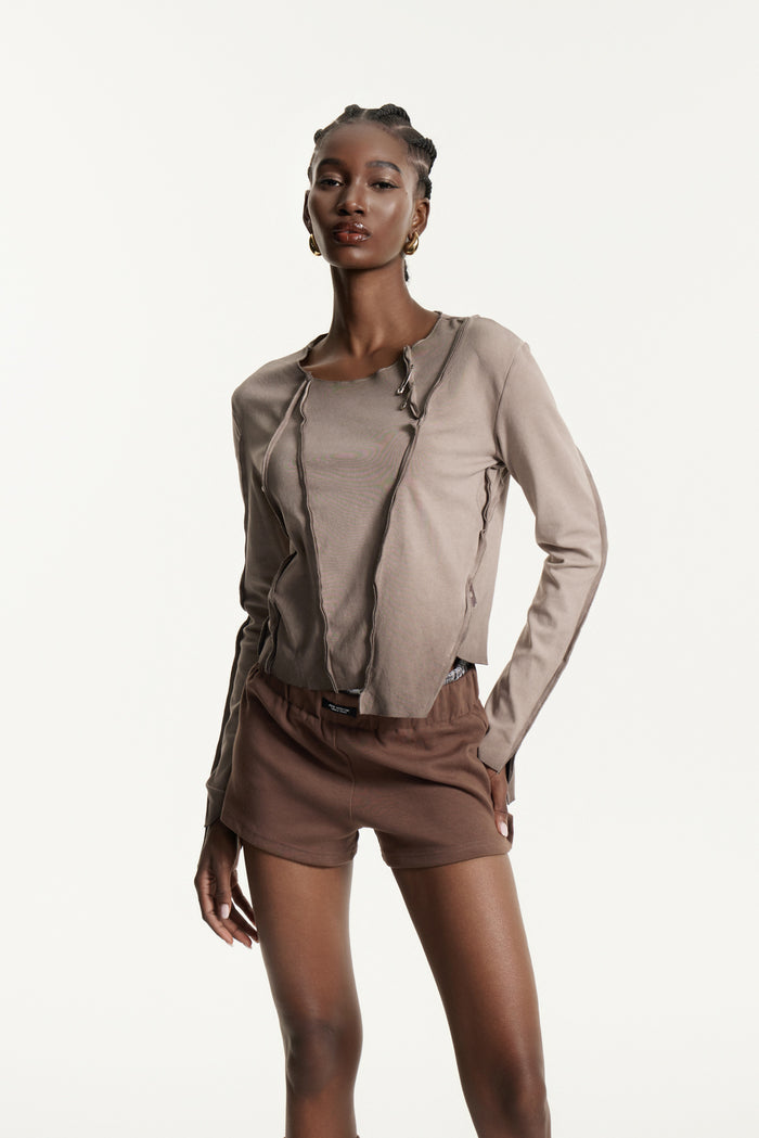 Edwin Deconstruct Asymmetric Top In Khaki