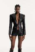 Eefje Deconstruct Plunge Leather Blazer