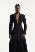 Eesa Plunge Lace Up Blazer