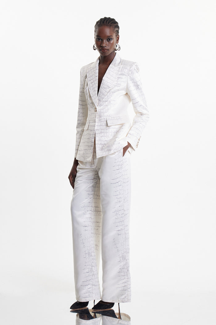 Ejiro Crocodile Print Pants Set