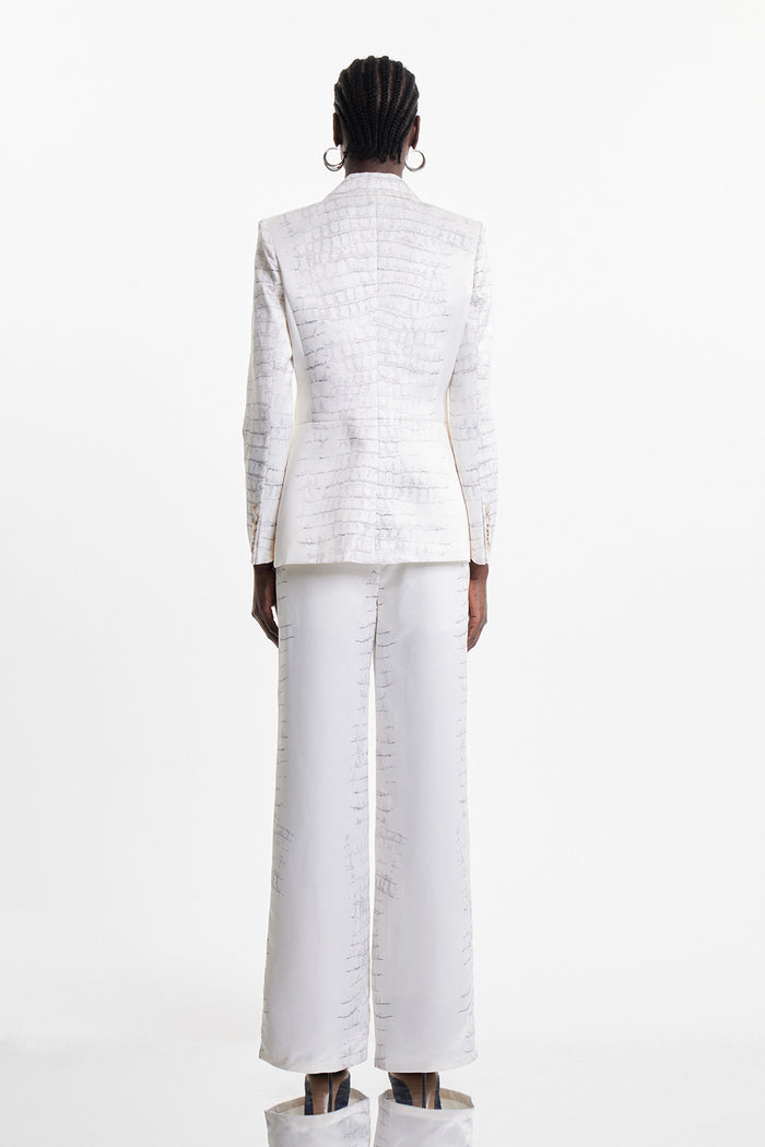 Ejiro Crocodile Print Pants Set