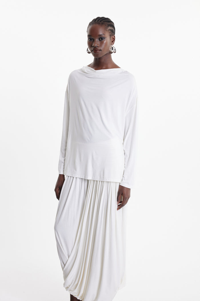 Ekene Pearl Mesh Cowl Neck Top
