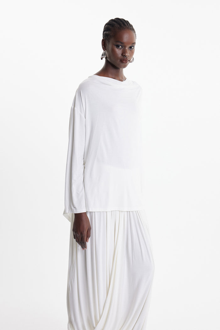 Ekene Pearl Mesh Cowl Neck Top