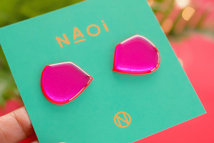 Electric Statement Stud Earrings Pink