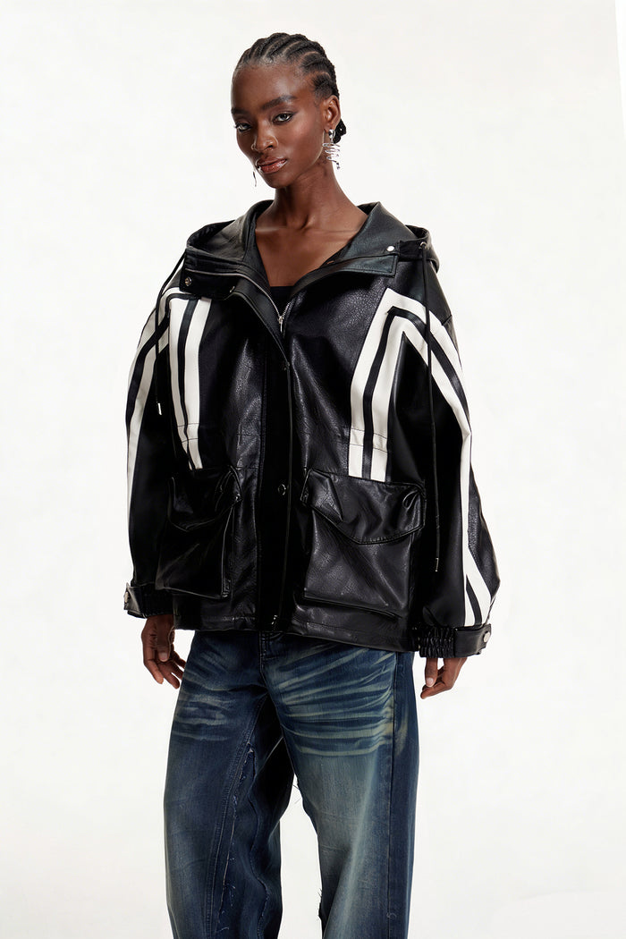 Elpidius Stripe Leather Jacket