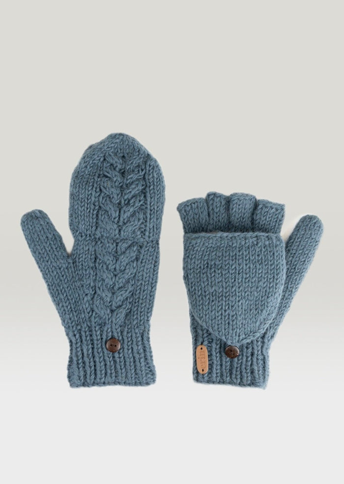 Aran Cable Hunter Gloves - Denim