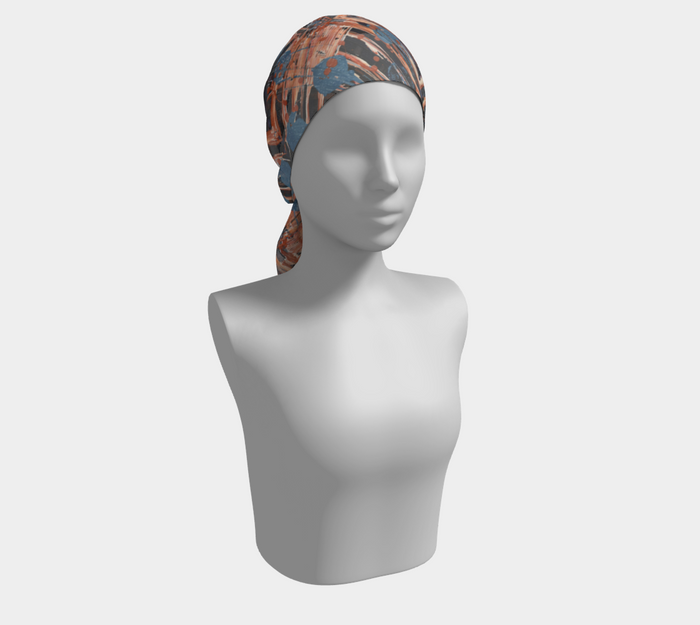 "Family Geometry"  Long Scarf (Blue, Orange)