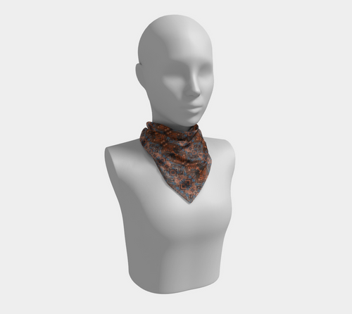 "Family Geometry"  Square Scarf (Blue, Orange)