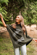 Forest Green Poncho with Jellyfish Print