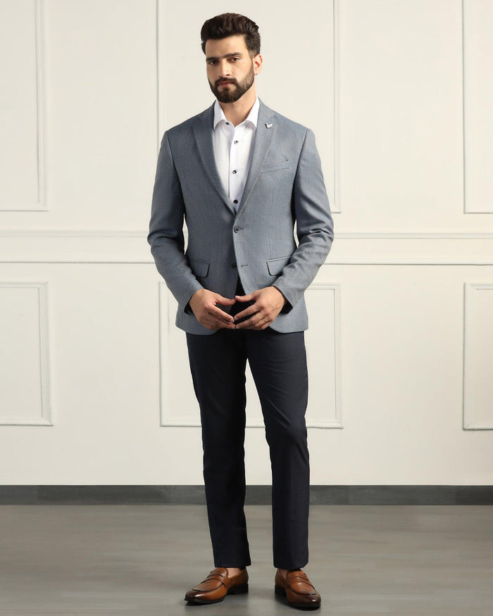 Formal Blue Textured Blazer - Corolla