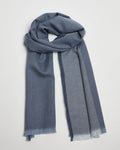 Foxford Denim Border Merino Wool Giant Scarf