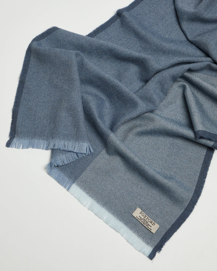 Foxford Denim Border Merino Wool Giant Scarf