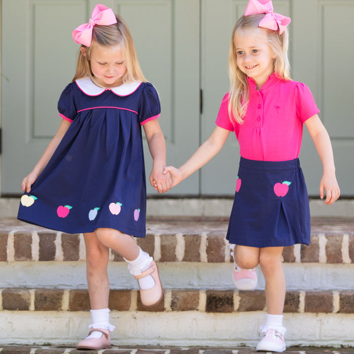 Girls Polo Top - Pink Pique