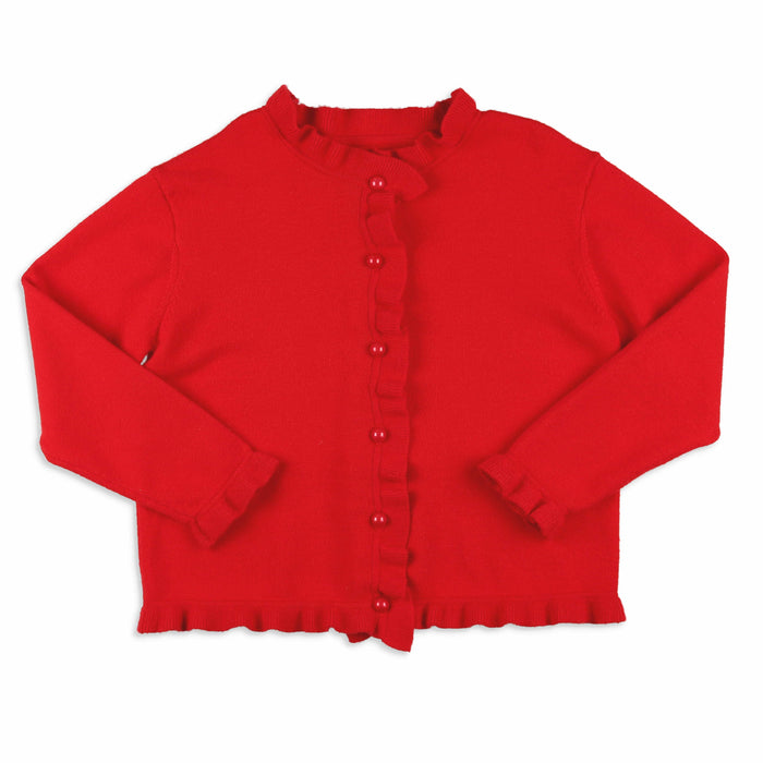 Girls Ruffle Sweater - Red - red girls ruffle sweater matching outerwear cardigan shrimp and grits kids clothing