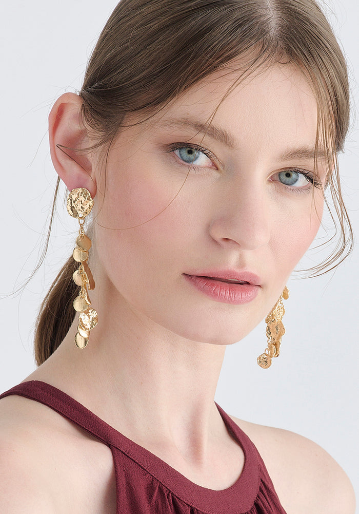 Gold Long Drop Earrings