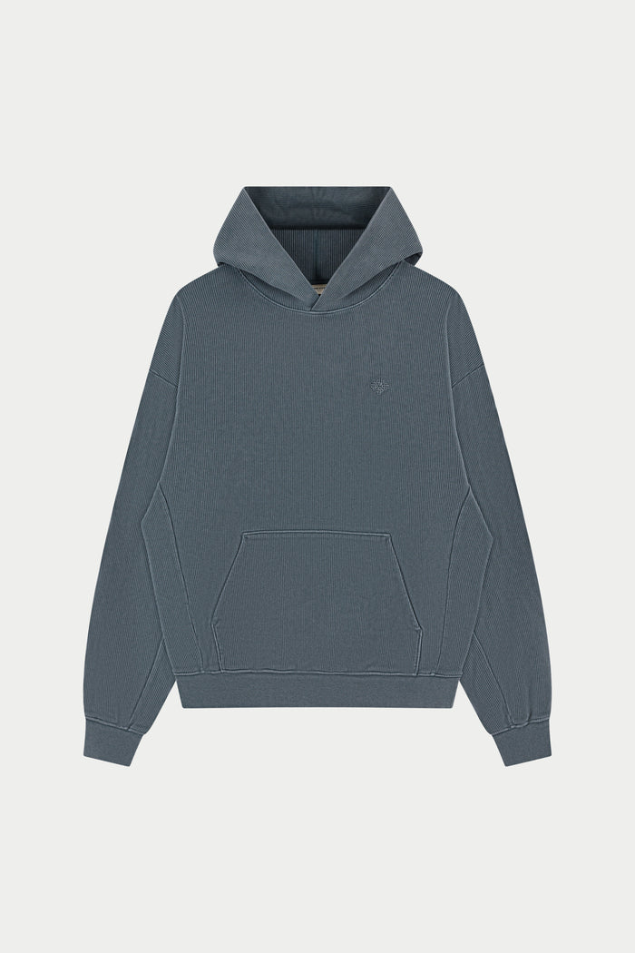 HEAVYWEIGHT WASHED RIBBED HOODIE - GREY