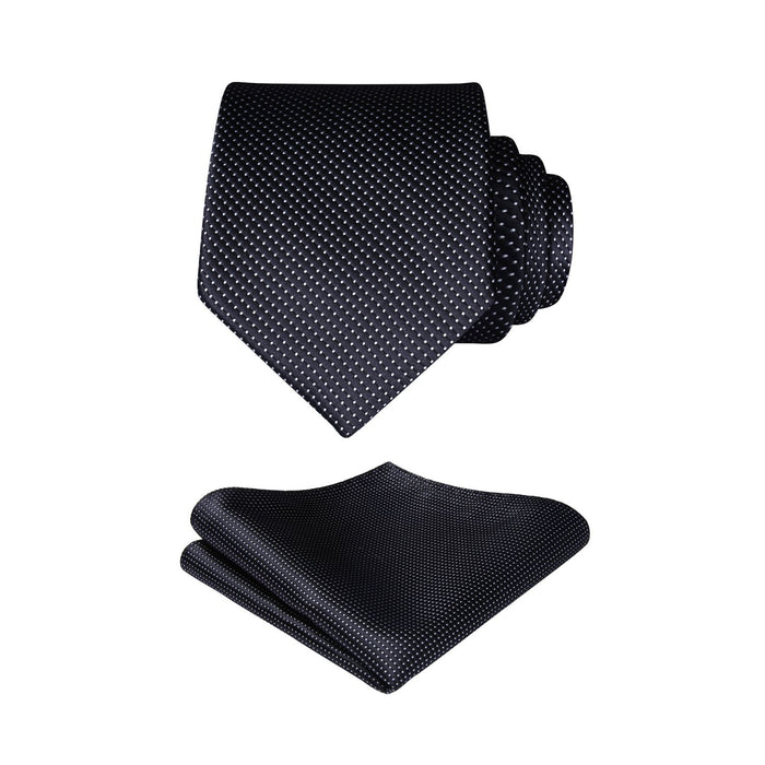 Plaid Tie Handkerchief Set - BLACK-2
