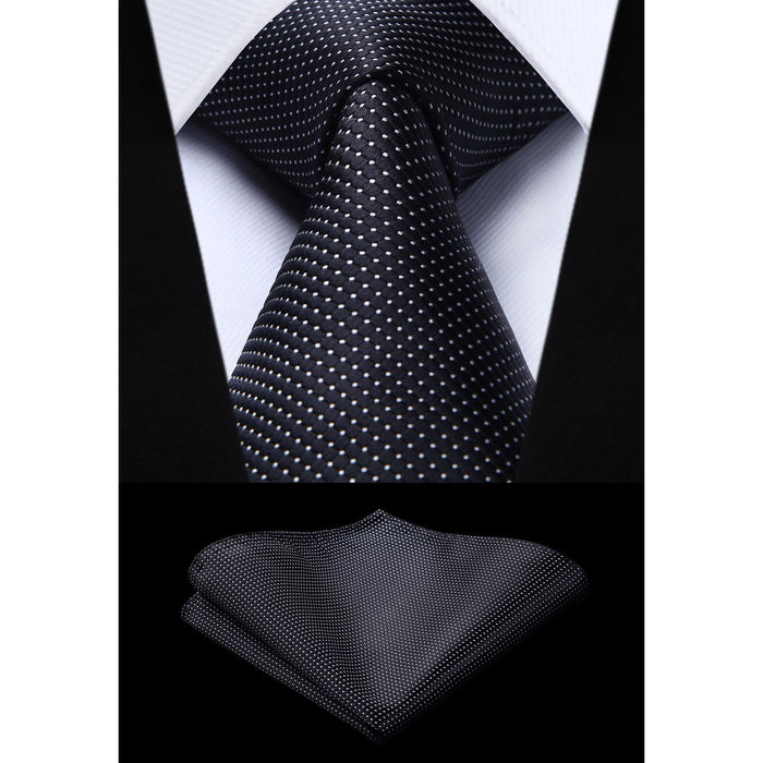 Plaid Tie Handkerchief Set - BLACK-2
