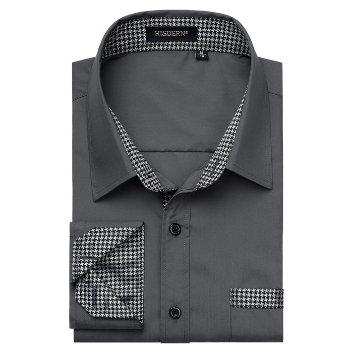 Casual Formal Shirt with Pocket - GREY