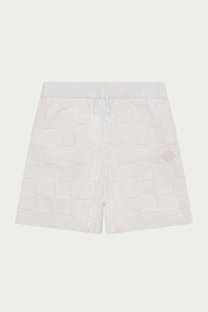 JUNIOR CHECKERBOARD KNITTED SHORT - OFF WHITE