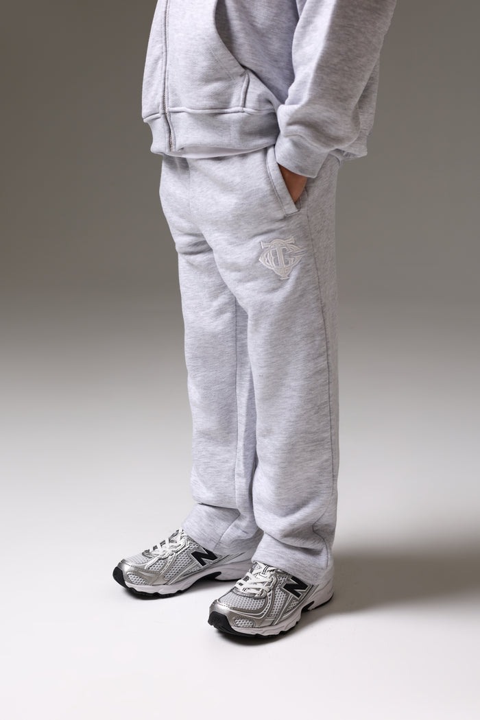 JUNIOR MONOGRAM EMBLEM APPLIQUE JOGGERS - GREY MARL