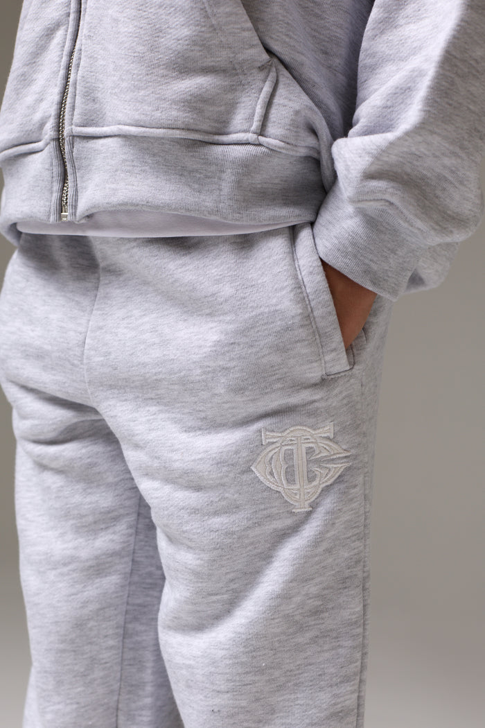JUNIOR MONOGRAM EMBLEM APPLIQUE JOGGERS - GREY MARL