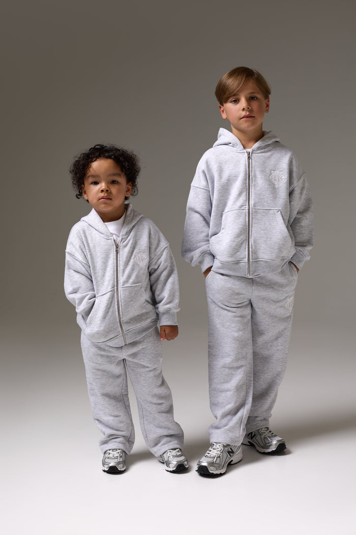 JUNIOR MONOGRAM EMBLEM APPLIQUE JOGGERS - GREY MARL