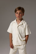 JUNIOR RIB BUTTON THROUGH SHIRT - STONE