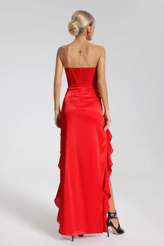 Katia Strapless Lace Corset Maxi Dress