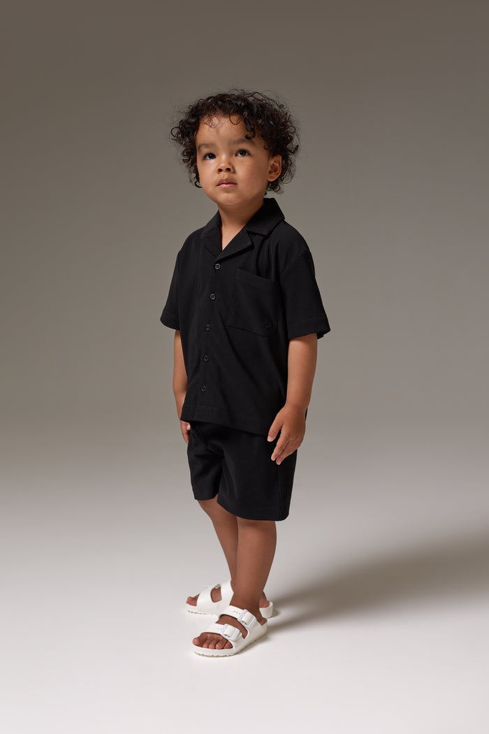 KIDS RIBBED SHORTS - BLACK