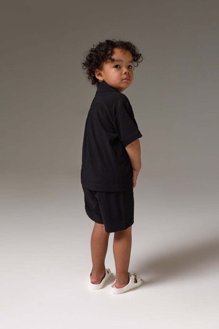 KIDS RIBBED SHORTS - BLACK