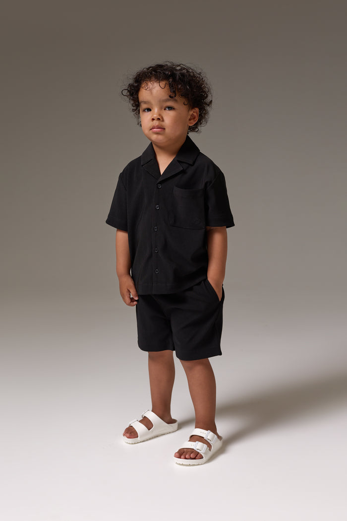 KIDS RIBBED SHORTS - BLACK
