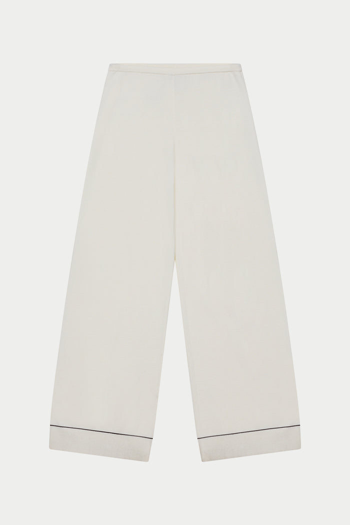 KNITTED PANEL TROUSERS - CREAM