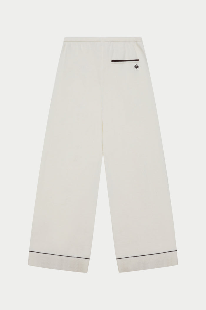 KNITTED PANEL TROUSERS - CREAM