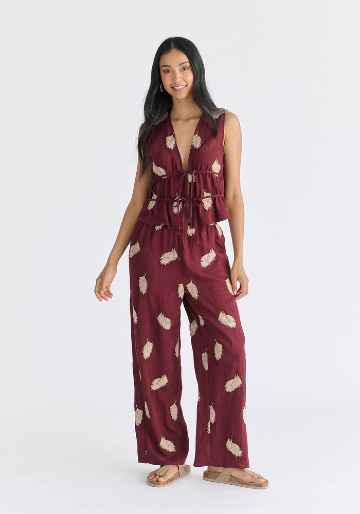 Leaf Embroidered Trousers