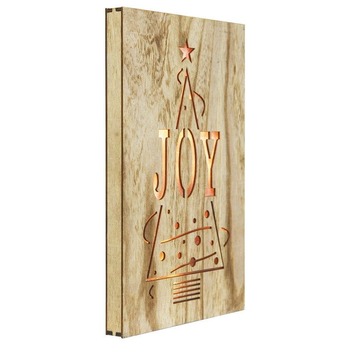 Light Up Joy Wooden Box Wall Plaque Christmas Decoration