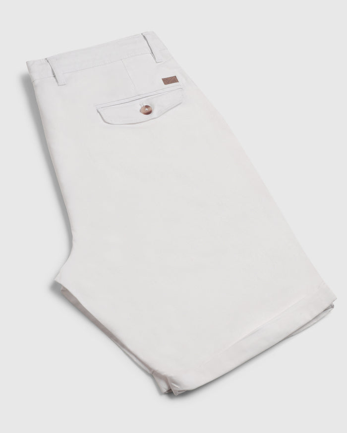 Linen Casual White Solid Shorts - Kat