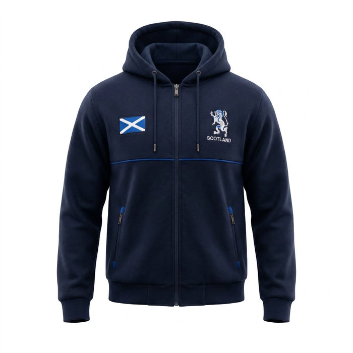 Men’s Navy Scotland Lion Rampant Zip Fleece Hoodie - Heritage Of Scotland - M
