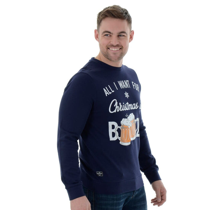 Mens Novelty Christmas Jumper Sweatshirt All I Want Is Booze