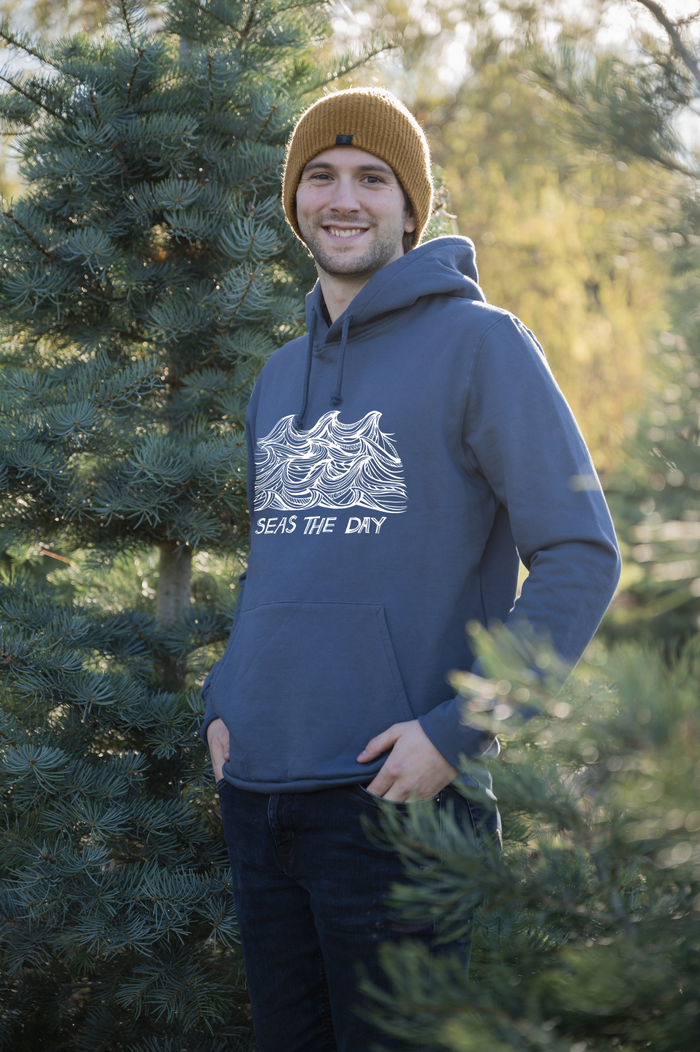 MEOPAR & SEAS THE DAY - Unisex Organic Cotton Hoodie - Slate Blue