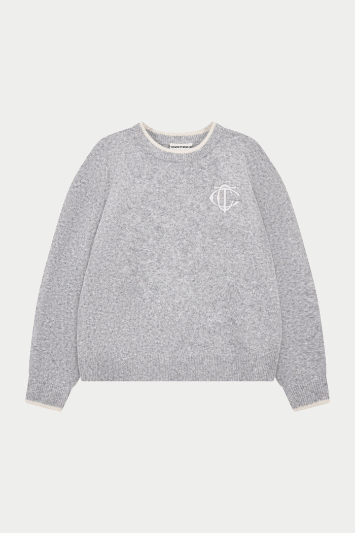 MONOGRAM KNITTED CREW - GREY