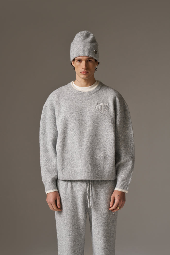 MONOGRAM KNITTED CREW - GREY