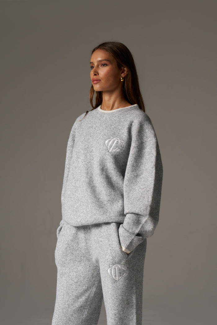 MONOGRAM KNITTED CREW - GREY