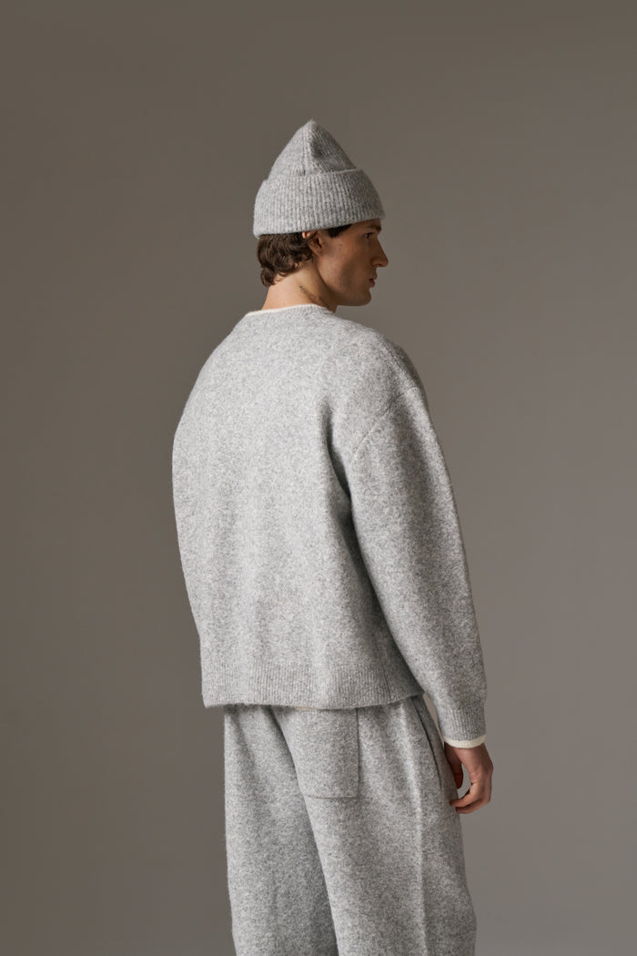 MONOGRAM KNITTED CREW - GREY