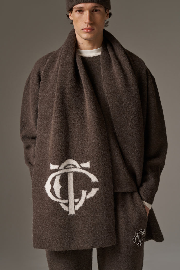 MONOGRAM SCARF - BROWN