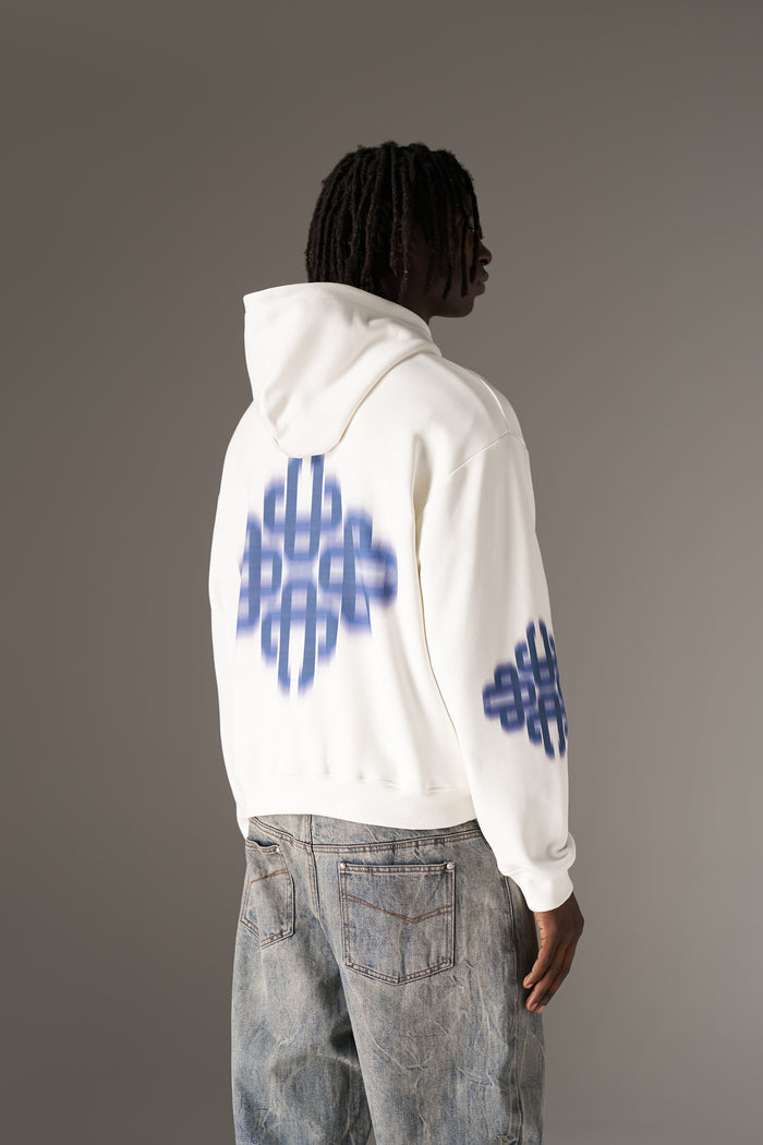 MOTION BLURRED EMBLEM HOODIE - NAVY