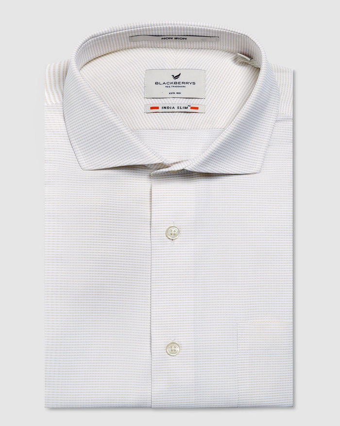 Non Iron Formal Beige Textured Shirt - Matrix