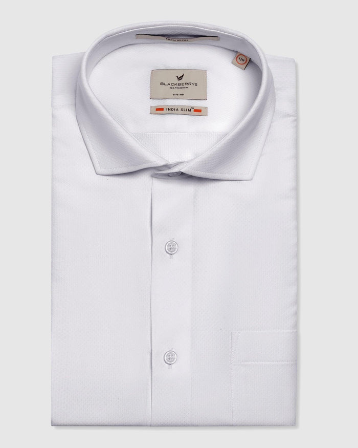 Non Iron Formal White Textured Shirt - Ivy