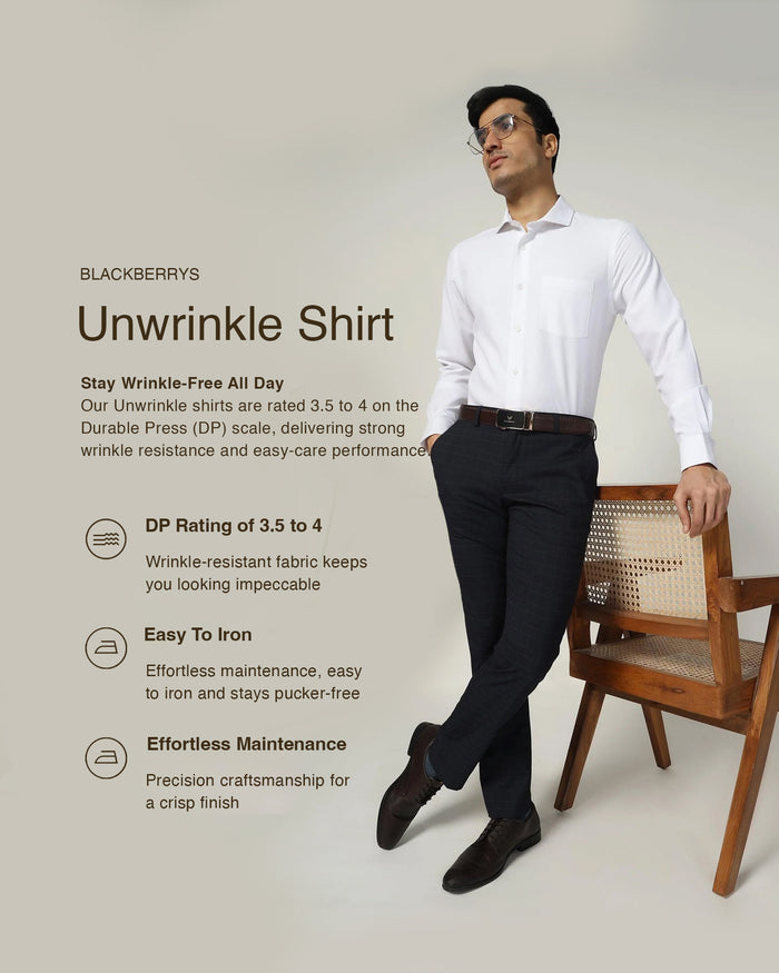 Non Iron Formal White Textured Shirt - Ivy